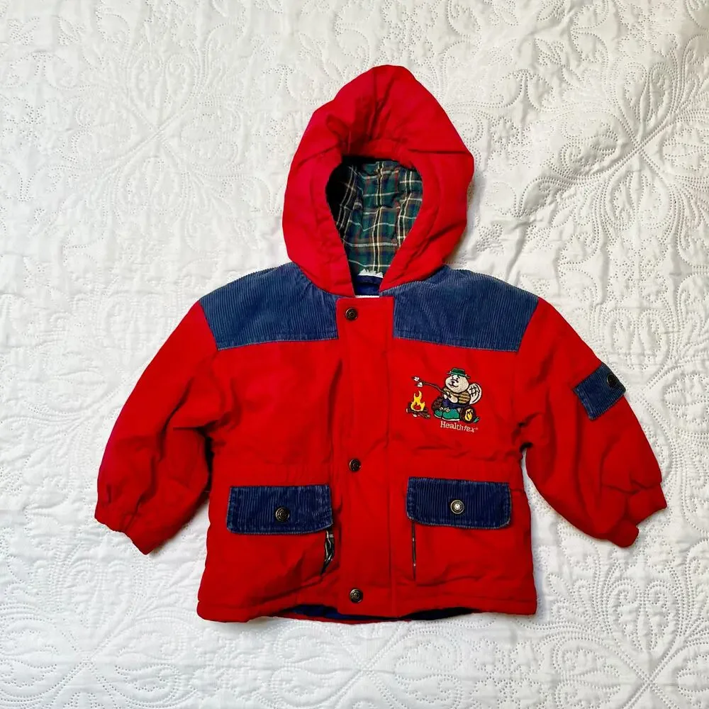Vintage Healthtex Winter Corduroy Coat with Hood Size 18 months